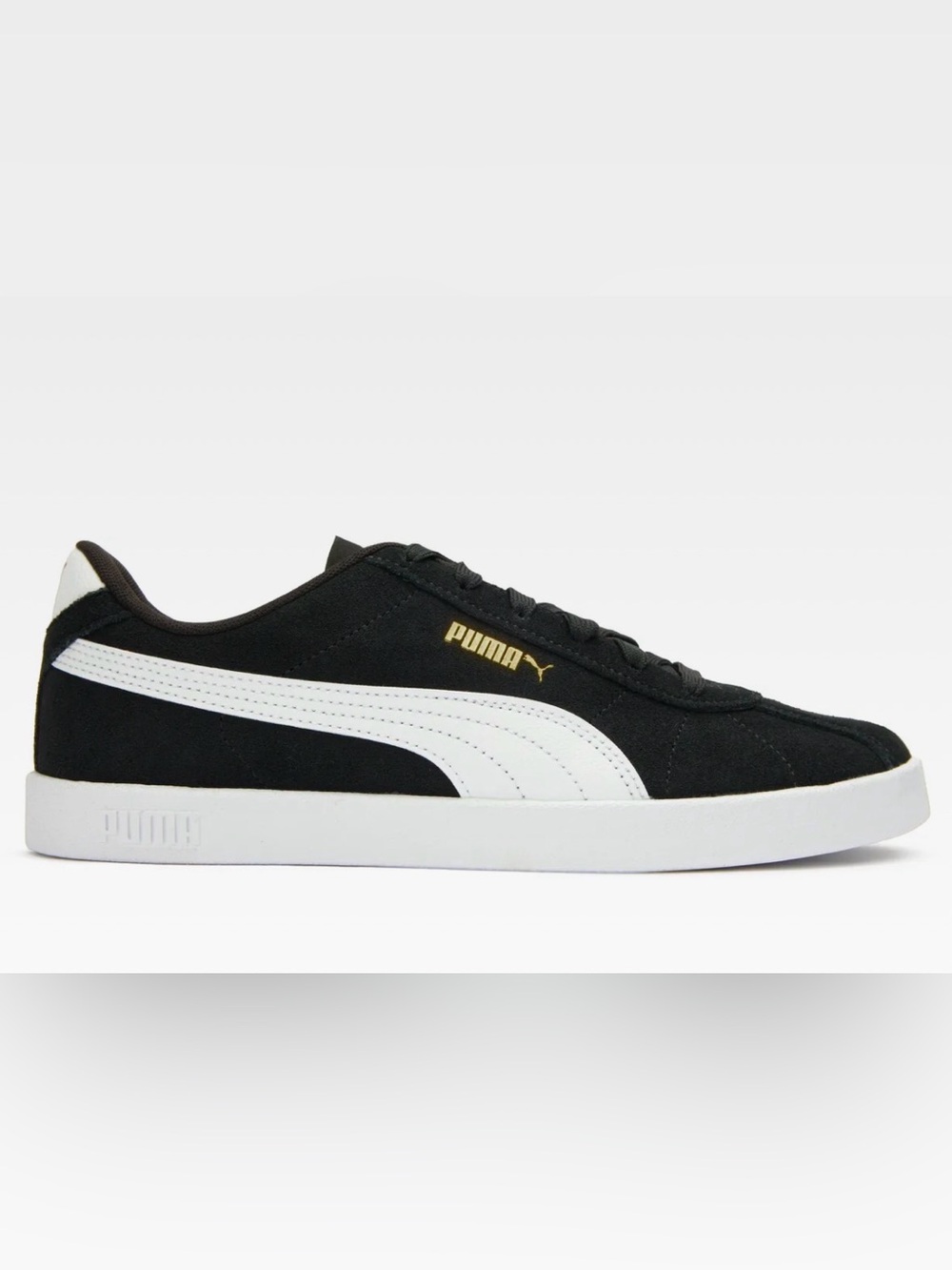 PUMA club Black Suede Classic Sneakers with White Sole Sz 9 women Sz 7.5 men